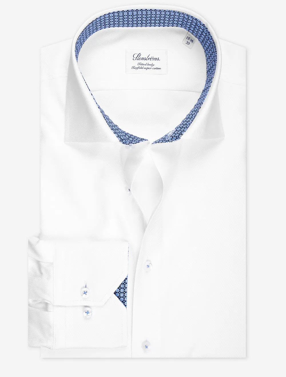 Contrast Twill Fitted Body Shirt White