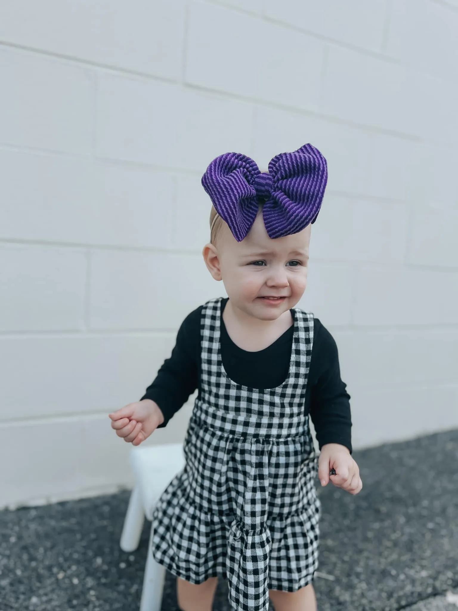 Cozy Ribbed Purple Big   Skinny Bow