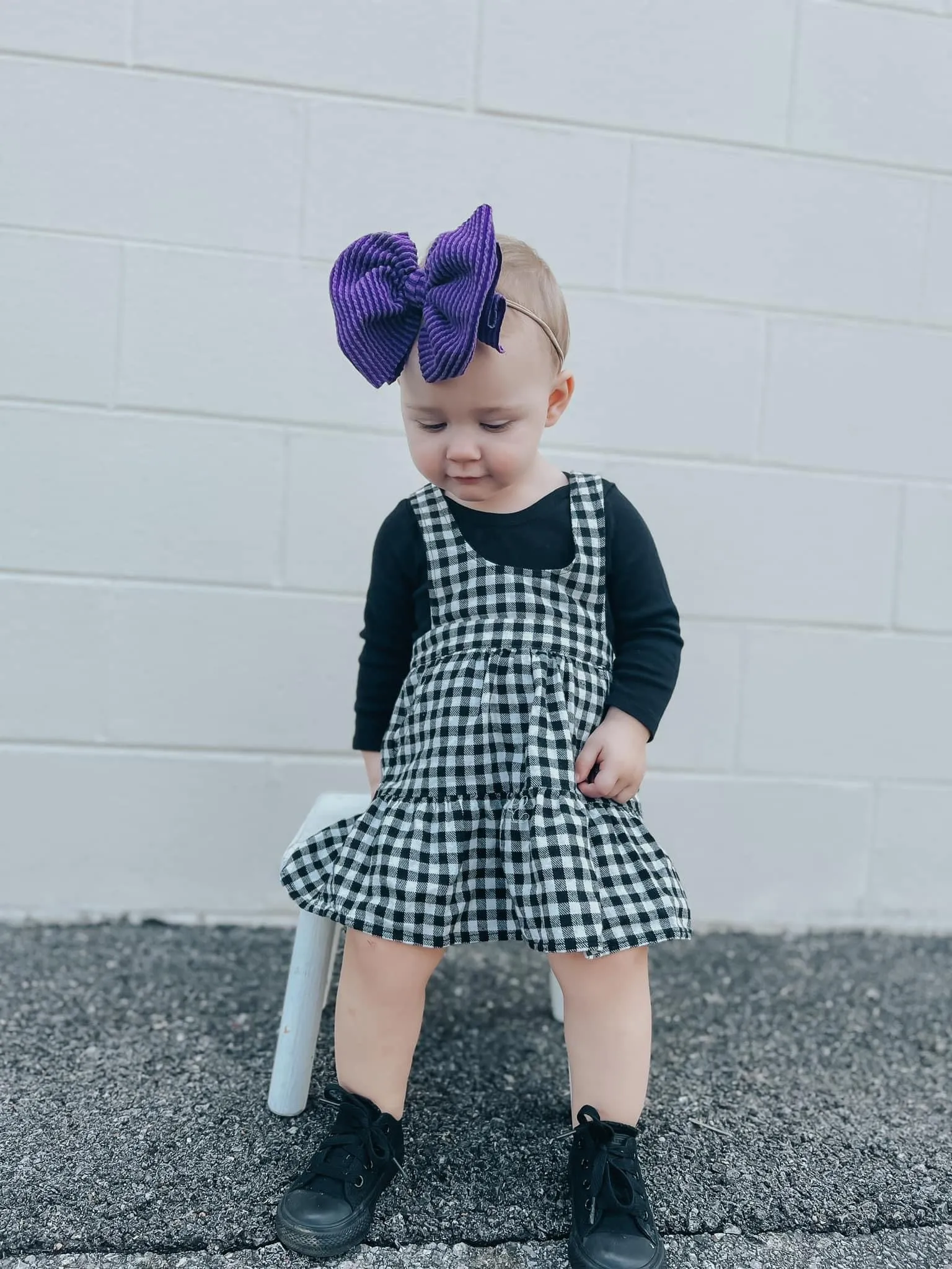 Cozy Ribbed Purple Big   Skinny Bow