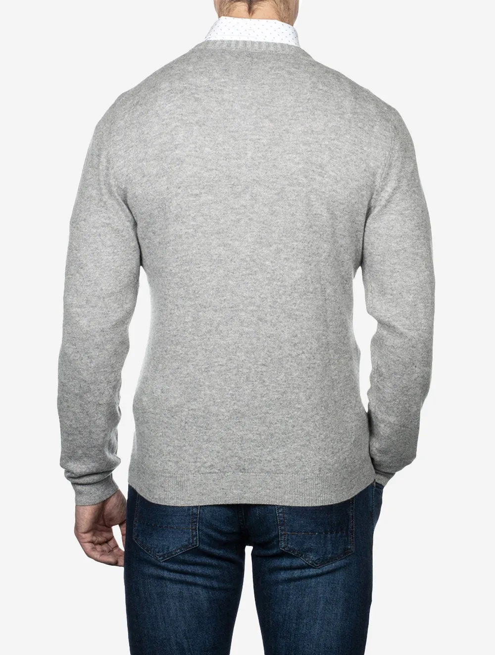 Crew Neck Cashmere Slim Fit Jumper Grey