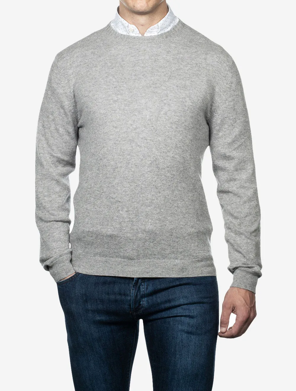 Crew Neck Cashmere Slim Fit Jumper Grey