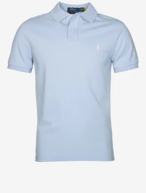 Custom Slim Fit Mesh Polo Shirt Blue Water