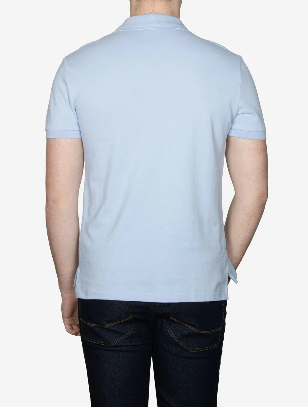 Custom Slim Fit Mesh Polo Shirt Blue Water