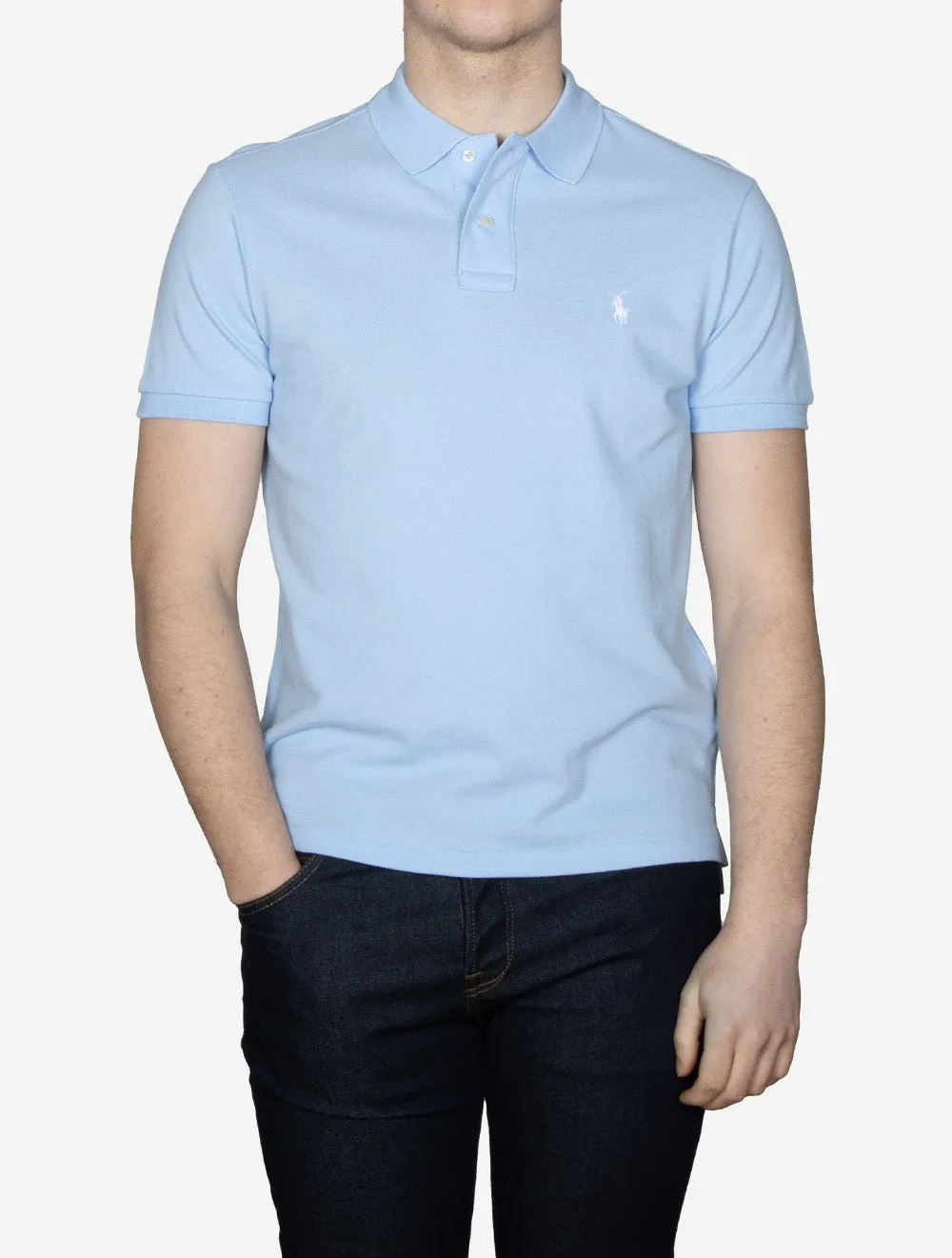 Custom Slim Fit Mesh Polo Shirt Blue