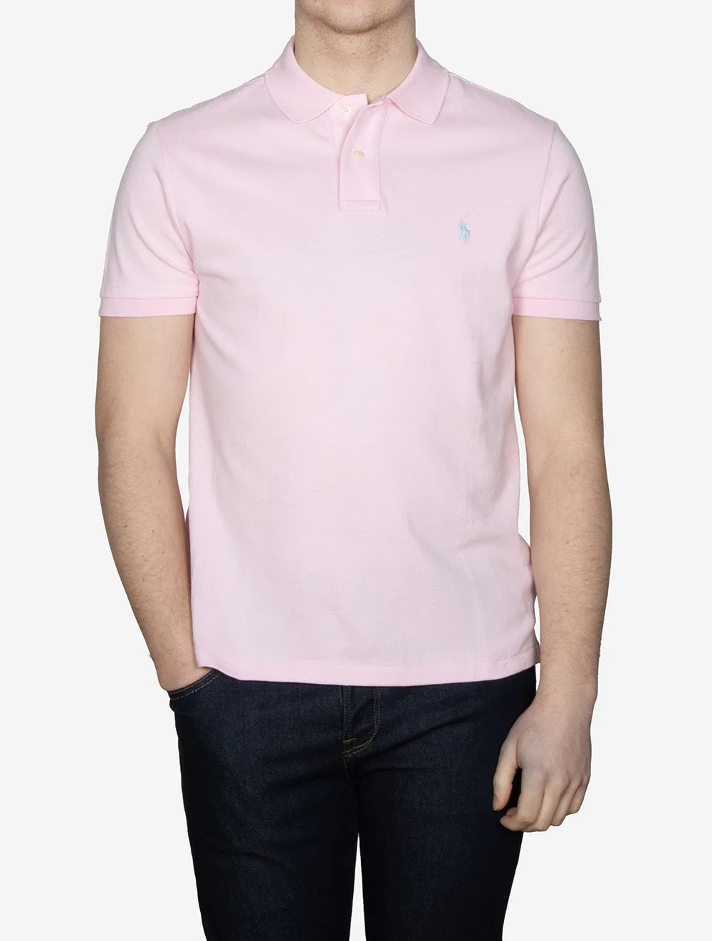 Custom Slim Fit Mesh Polo Shirt Pink