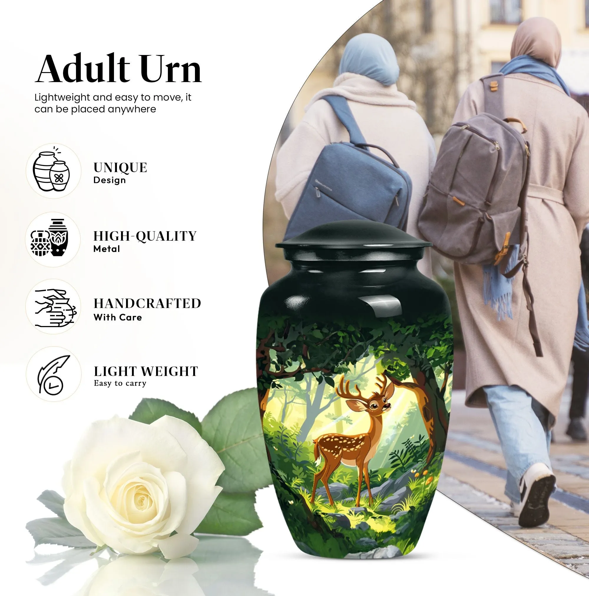 Deer Urn for Female - Unique Aluminium Memorial Keepsake