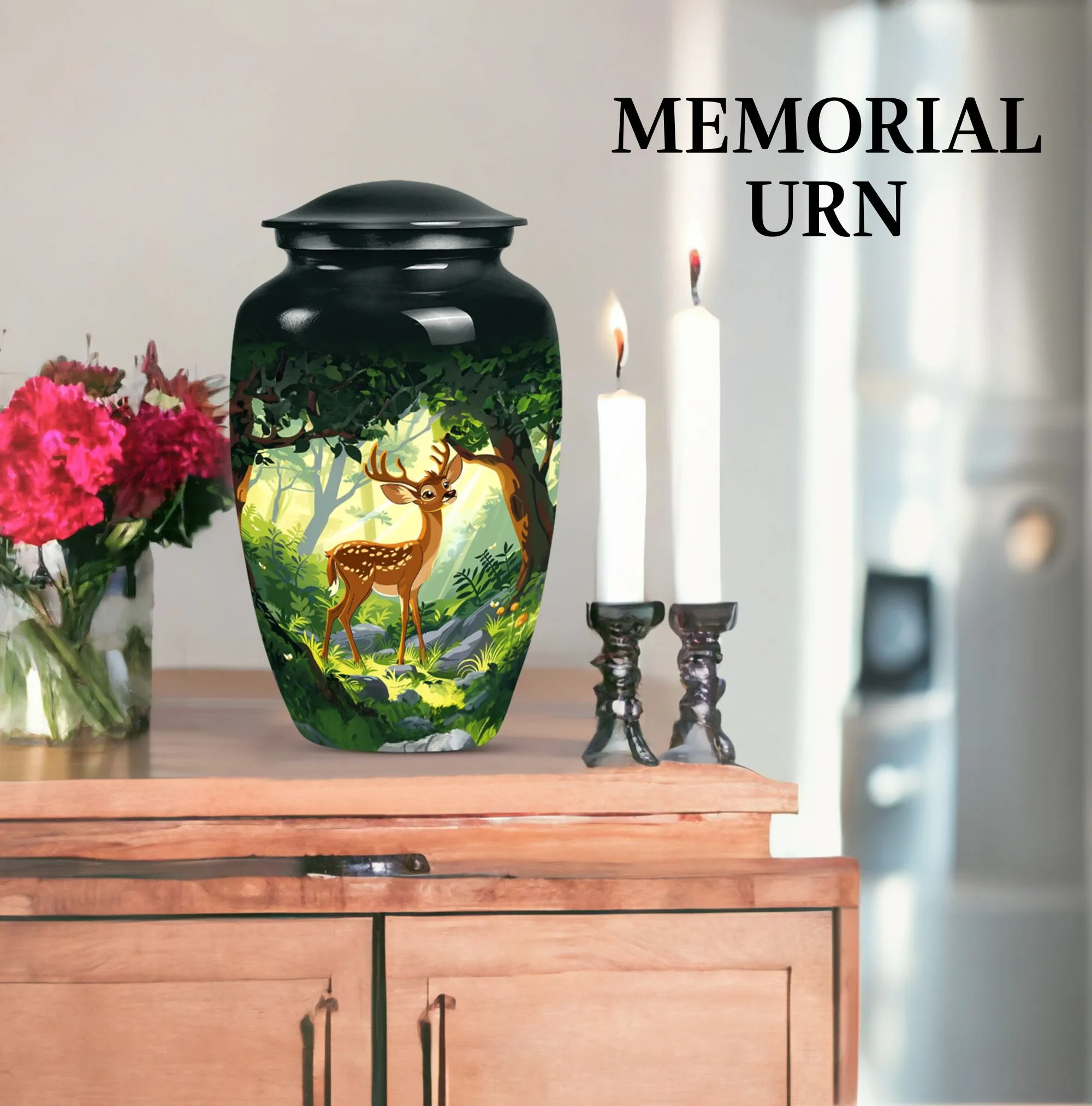 Deer Urn for Female - Unique Aluminium Memorial Keepsake