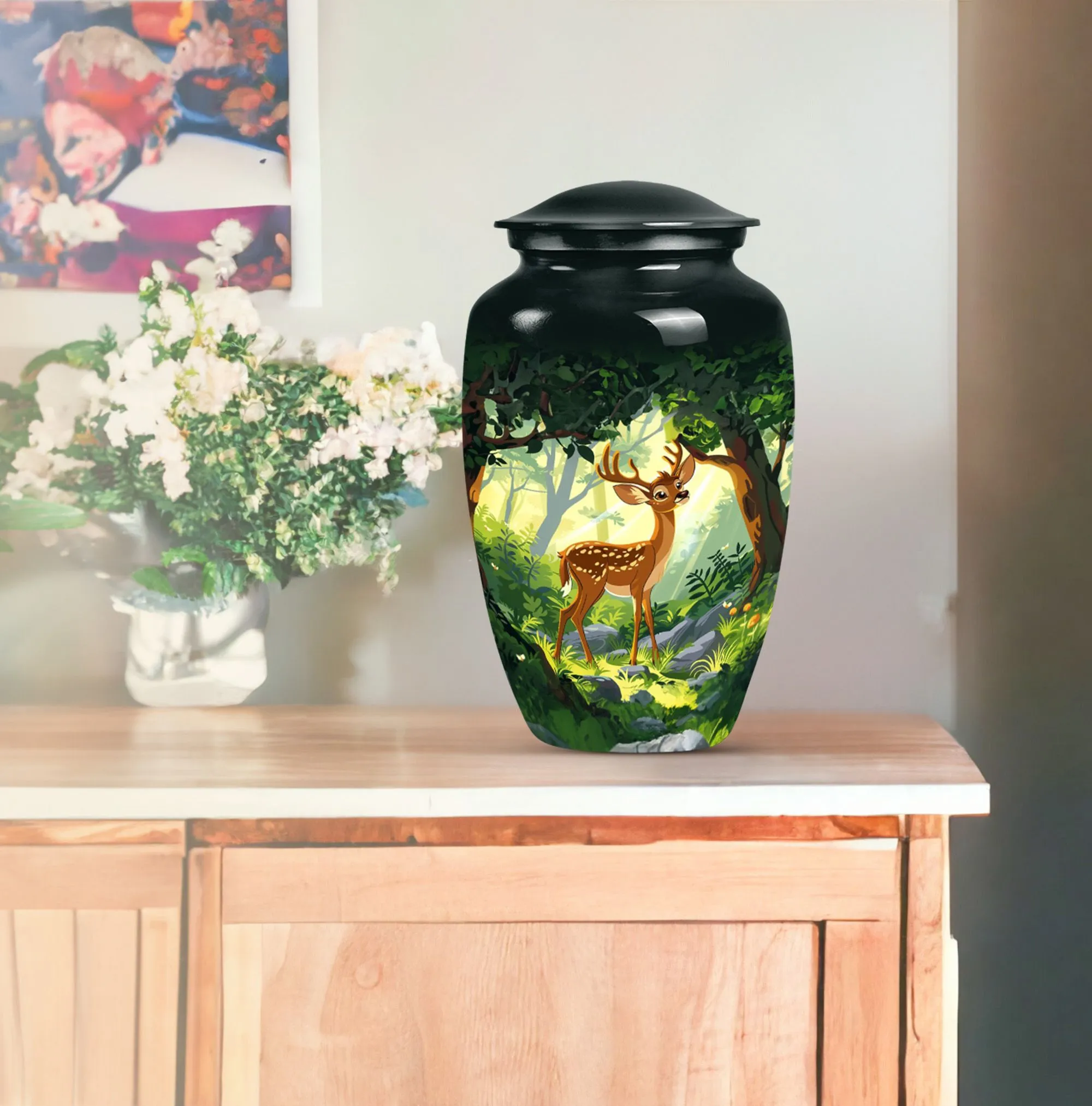 Deer Urn for Female - Unique Aluminium Memorial Keepsake