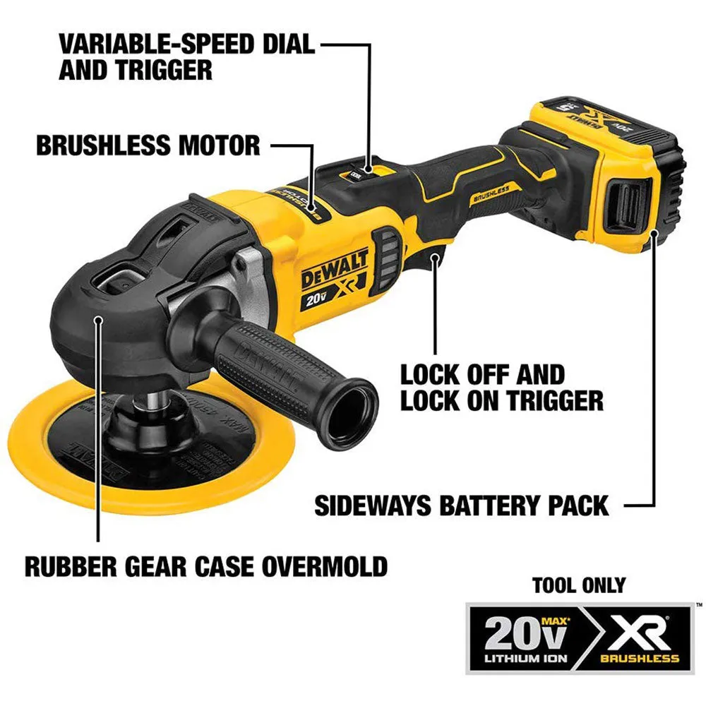 DeWALT DCM849B 20V MAX XR 7" Brushless Cordless Rotary Polisher - Bare Tool