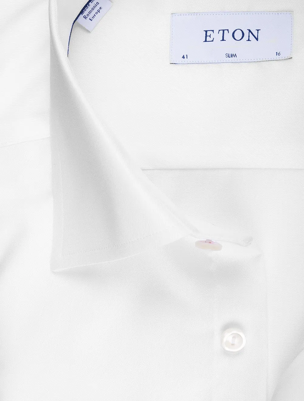 Double Cuff Plain Slim Shirt White