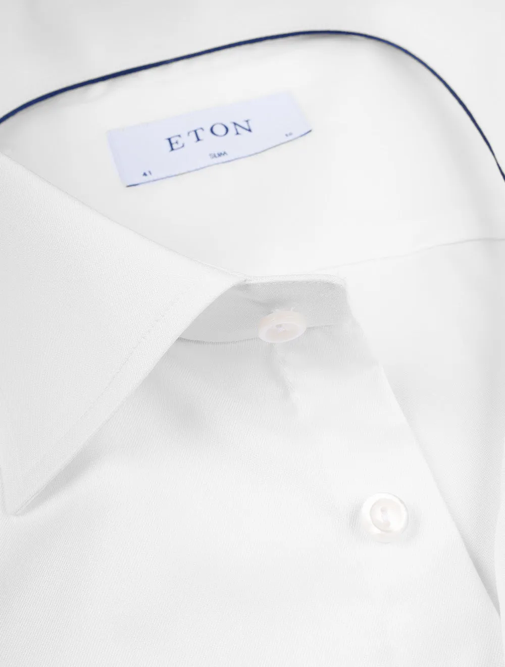Double Cuff Plain Slim Shirt White