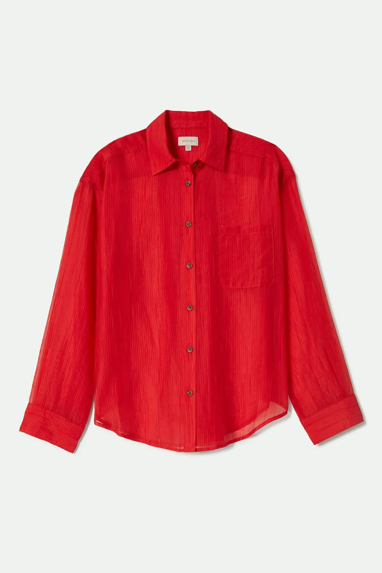 East Side Boxy L/S Button Down - Crimson