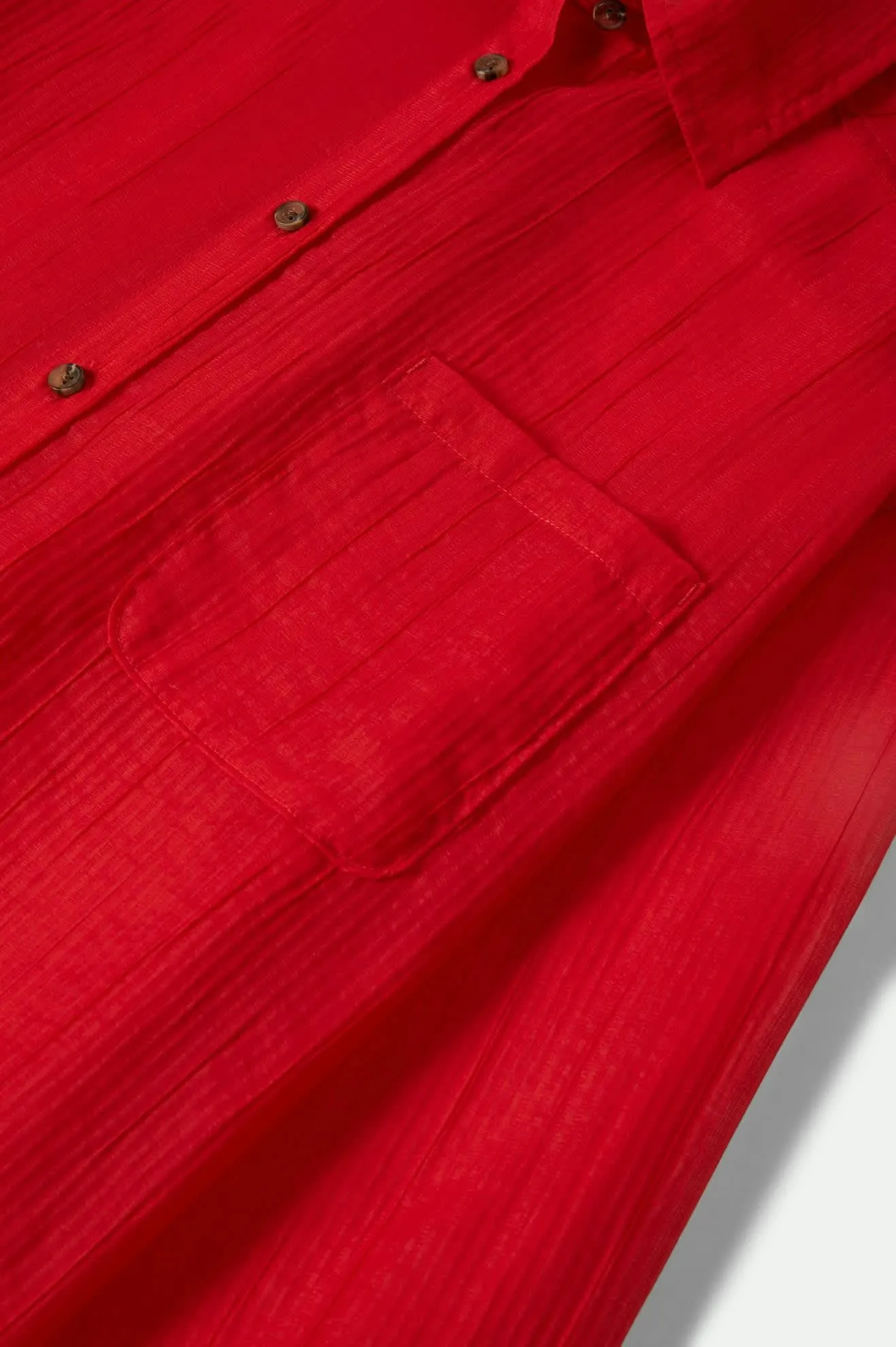 East Side Boxy L/S Button Down - Crimson
