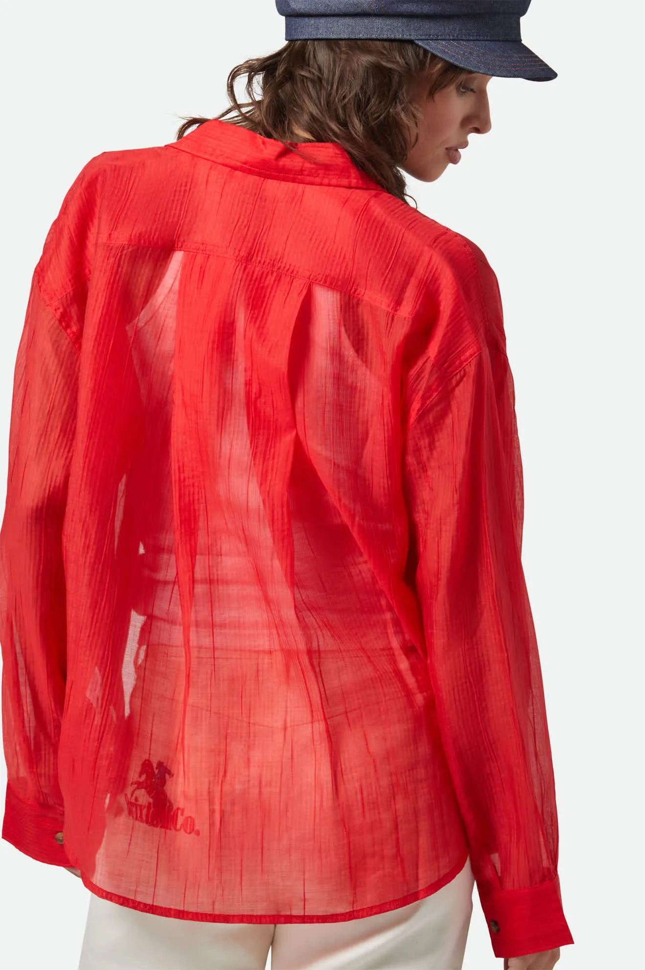 East Side Boxy L/S Button Down - Crimson