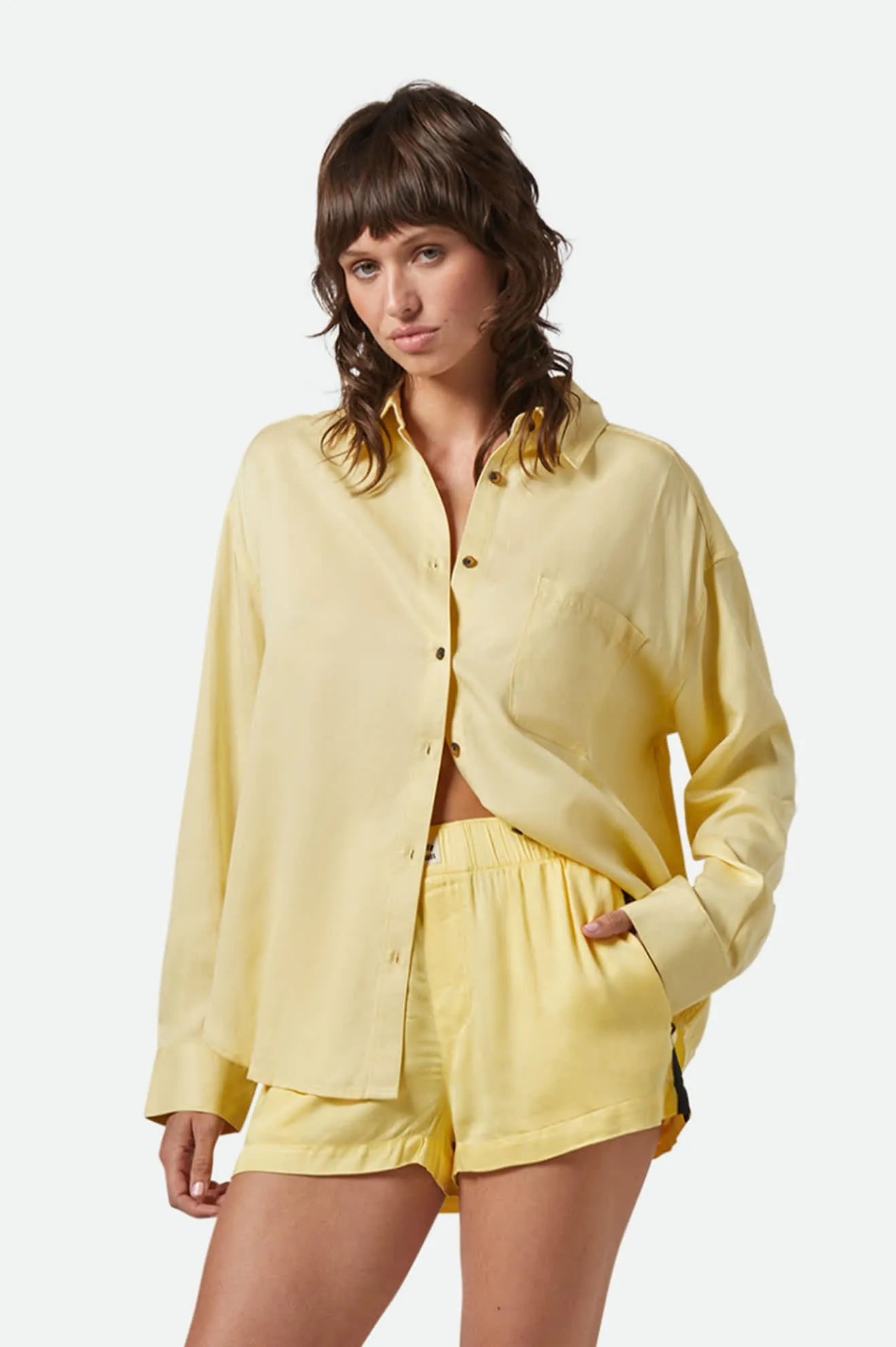 East Side Boxy L/S Button Down - Panna Cotta