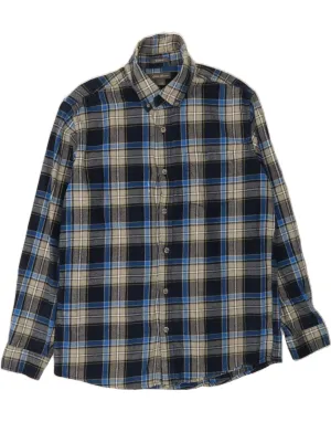 EDDIE BAUER Mens Relaxed Fit Flannel Shirt Medium Navy Blue Check Cotton
