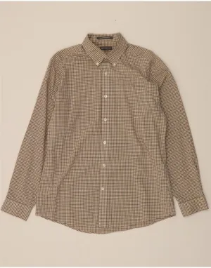 EDDIE BAUER Mens Relaxed Fit Shirt Medium Brown Check Cotton