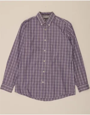 EDDIE BAUER Mens Relaxed Fit Shirt Medium Purple Check Cotton