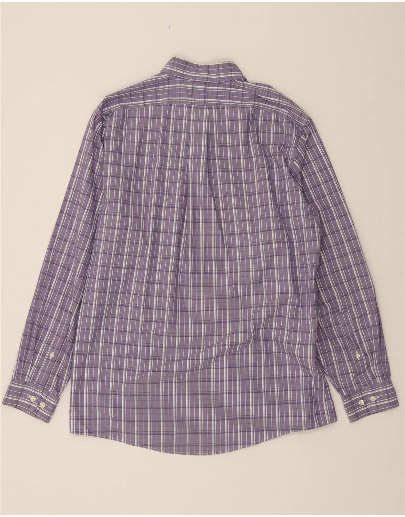 EDDIE BAUER Mens Relaxed Fit Shirt Medium Purple Check Cotton