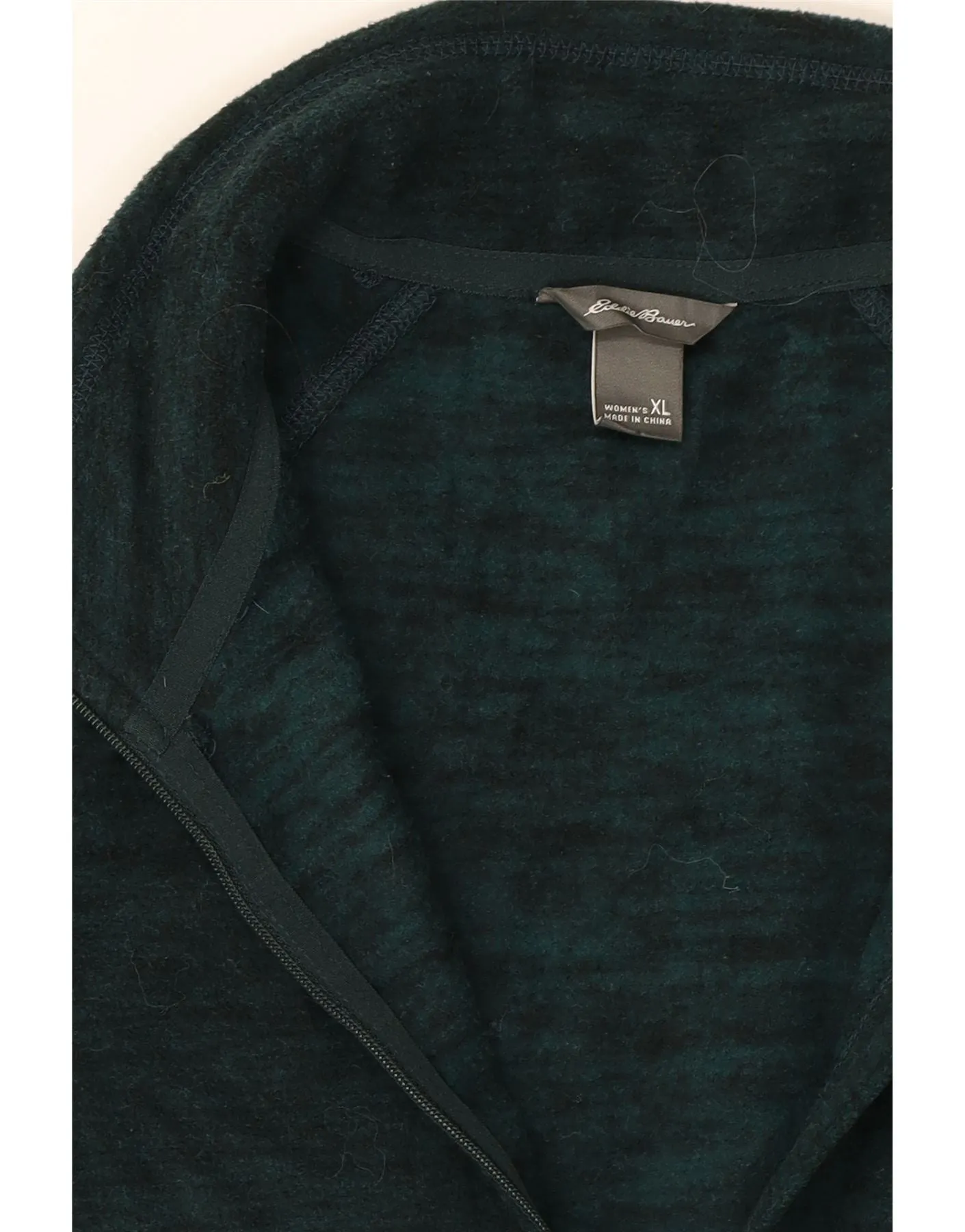 EDDIE BAUER Womens Zip Neck Fleece Jumper UK 18 XL Green Polyester