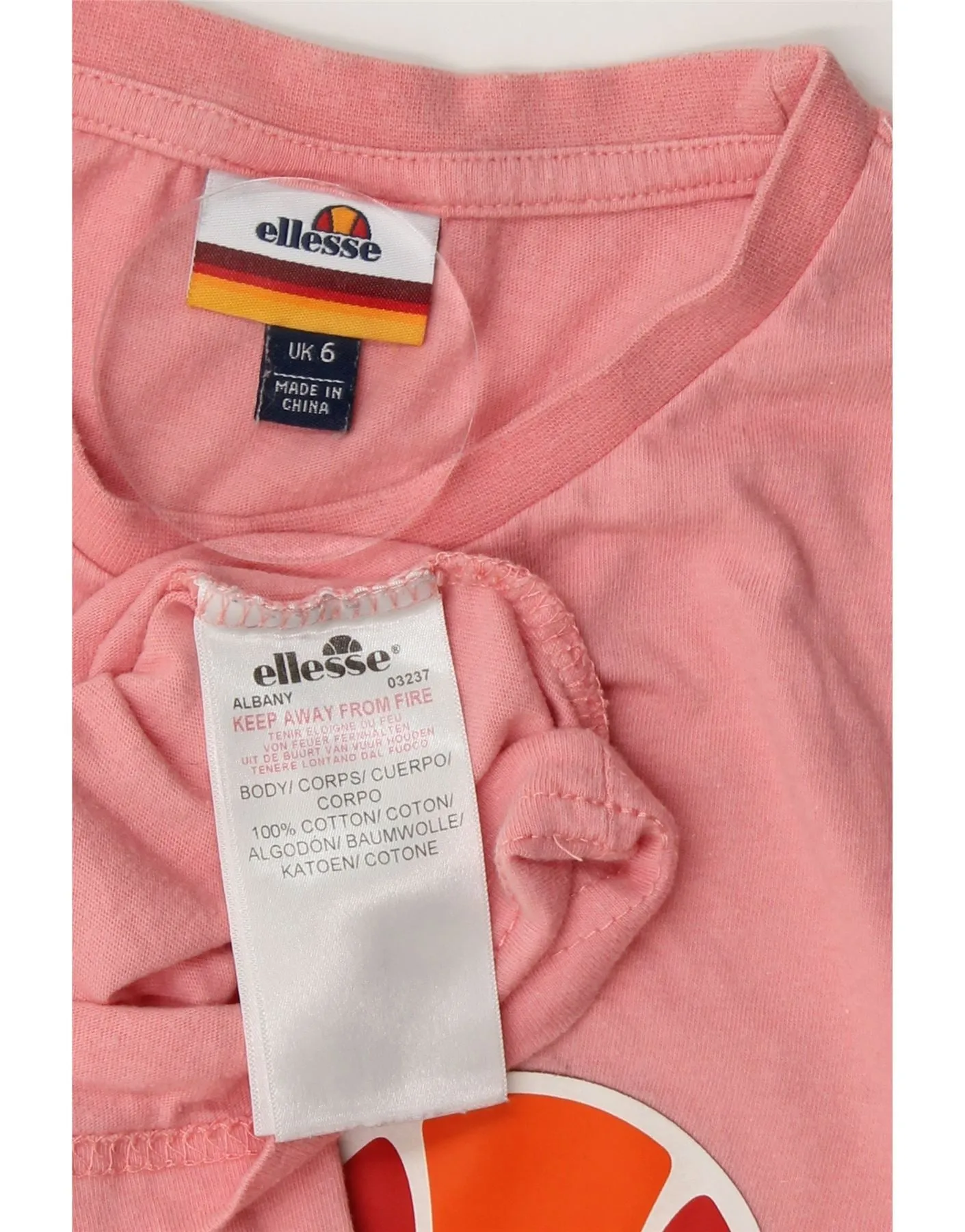 ELLESSE Womens Oversized Graphic T-Shirt Top UK 6 XS  Pink Cotton