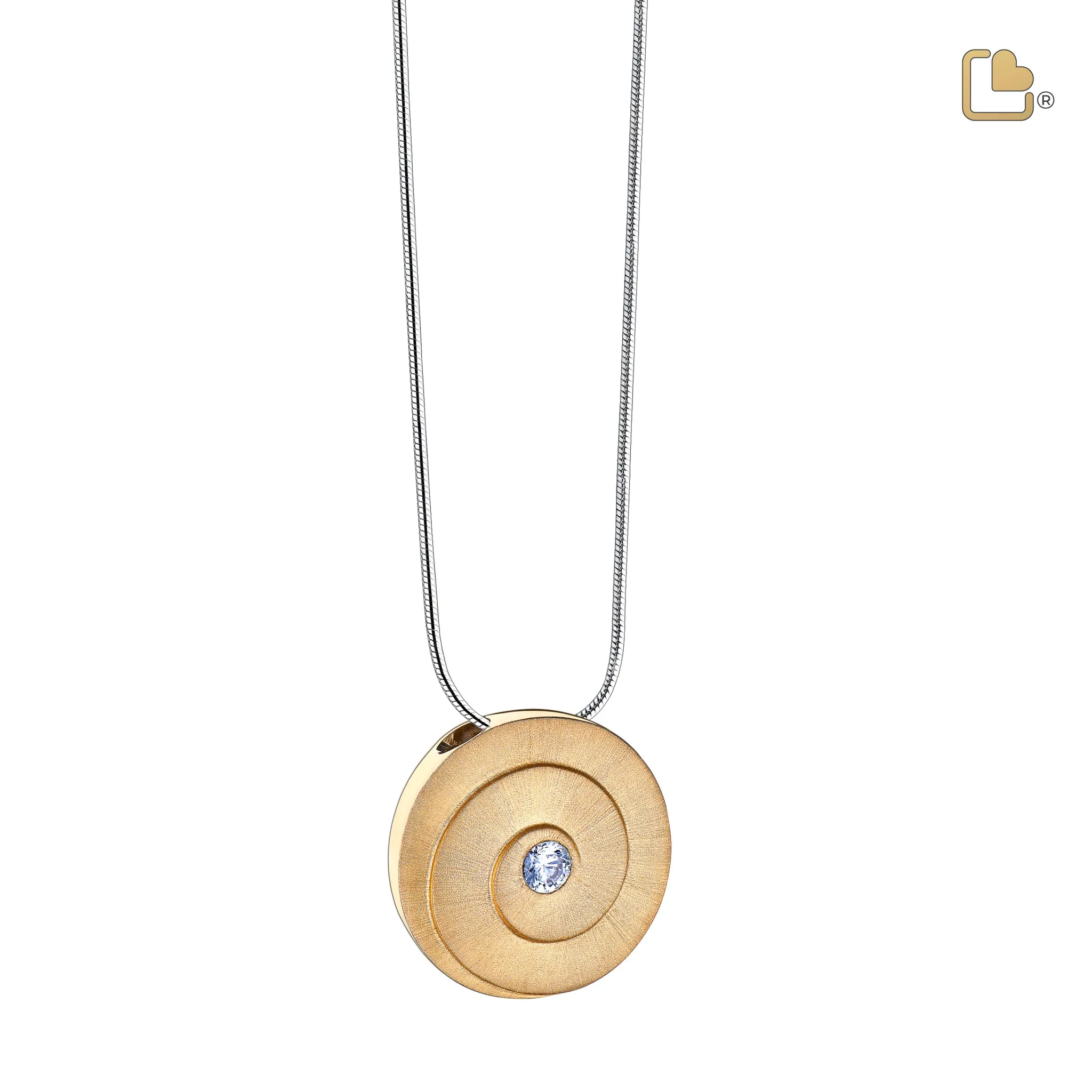 Eternity with Clear Crystal Gold Vermeil Two Tone Sterling Silver Cremation Pendant