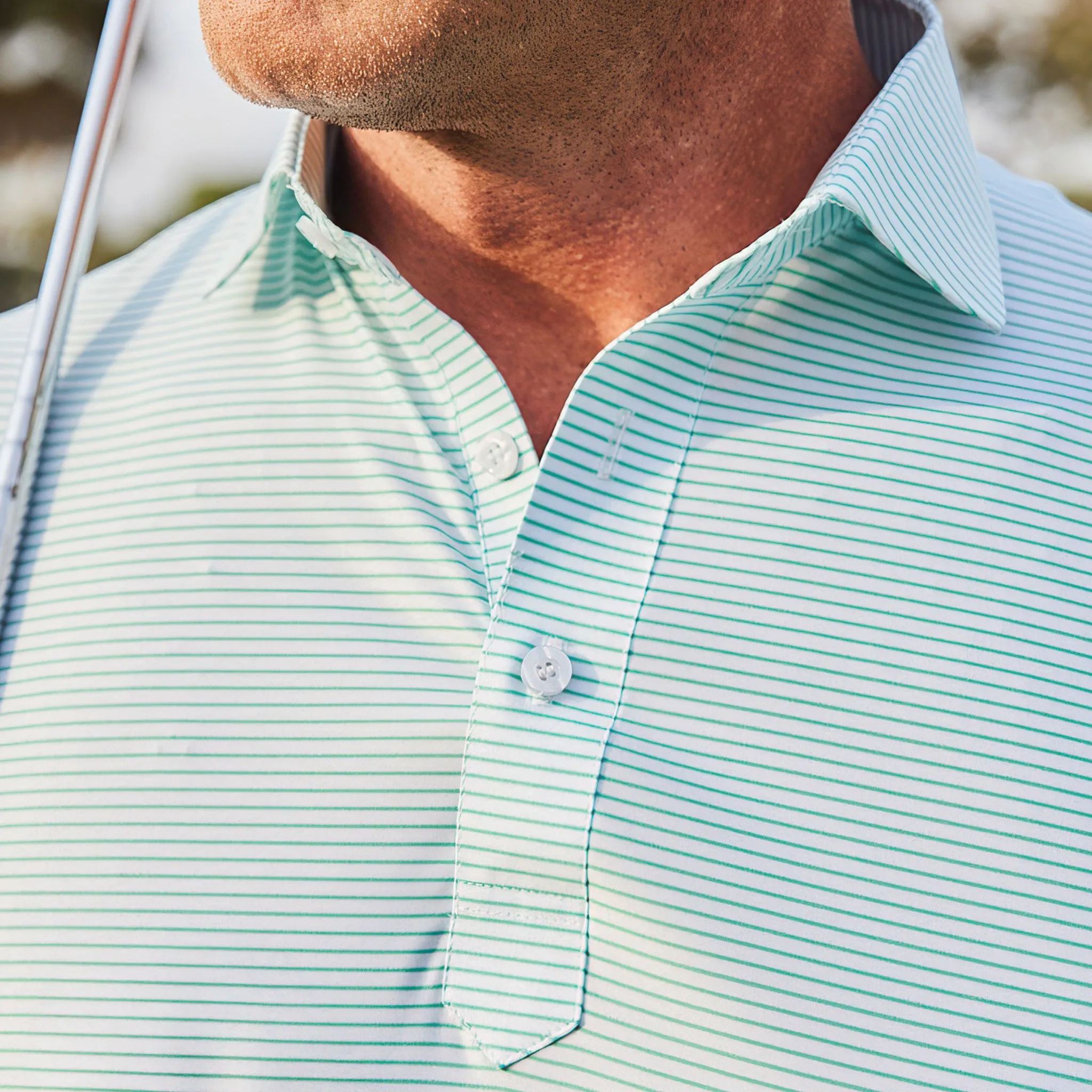 Featherweight Flex Polo Augusta Green Stripe