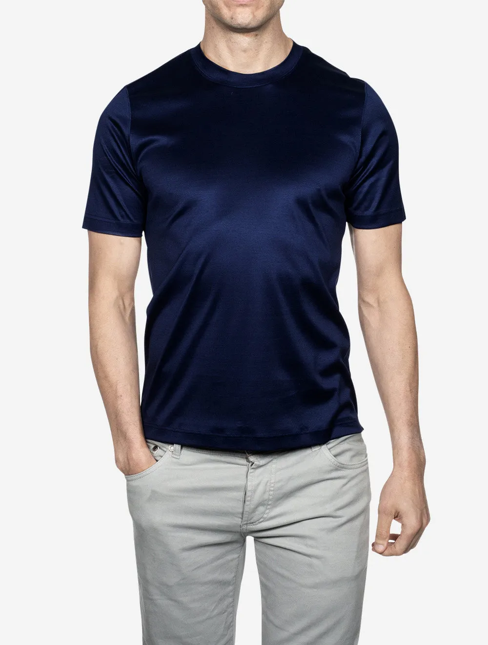 Filo di Scozia Crew Neck T-Shirt Navy
