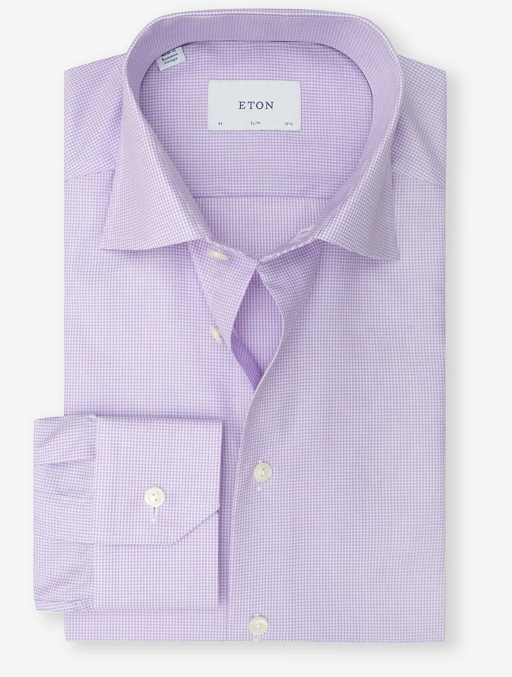 Fine Check Signature Twill Slim Fit Shirt Purple