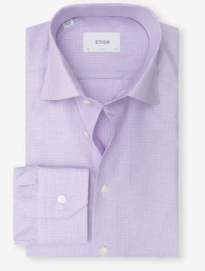 Fine Check Signature Twill Slim Fit Shirt Purple