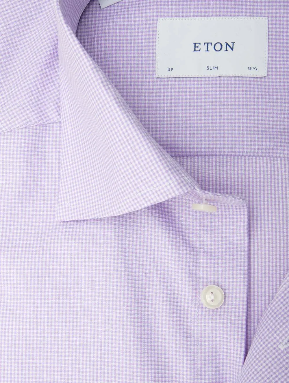 Fine Check Signature Twill Slim Fit Shirt Purple