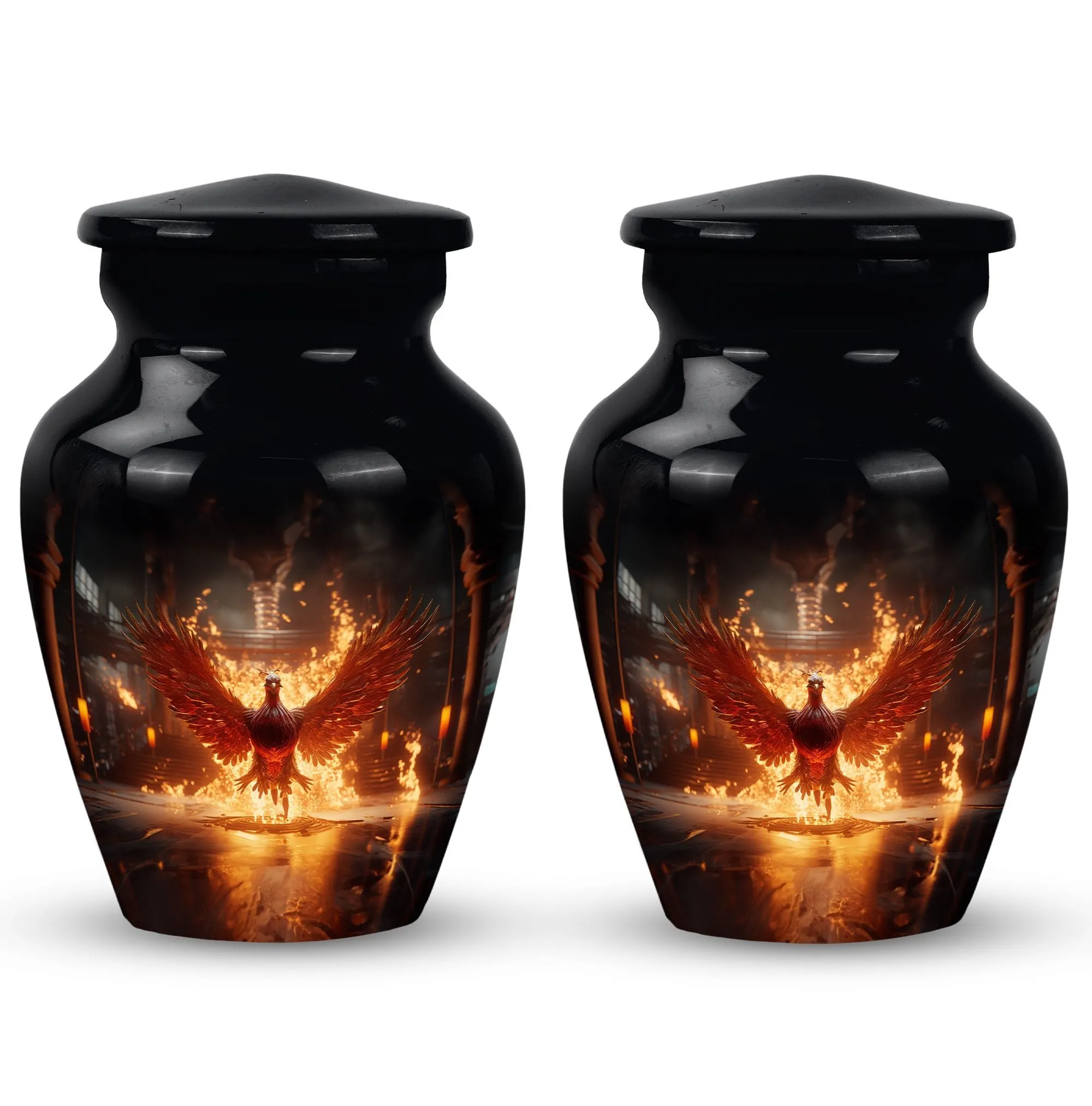 Fire Red Phoenix Cremation Urn | Personalized Large Aluminium Urn
