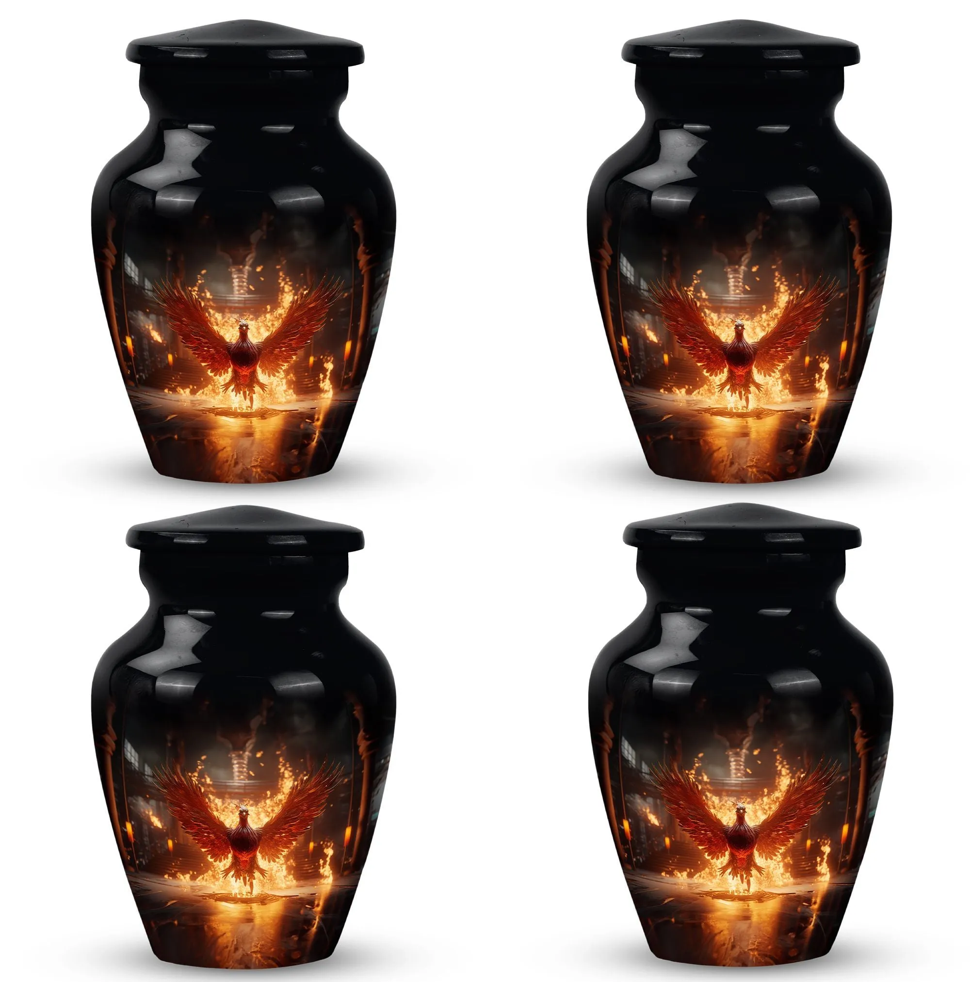 Fire Red Phoenix Cremation Urn | Personalized Large Aluminium Urn