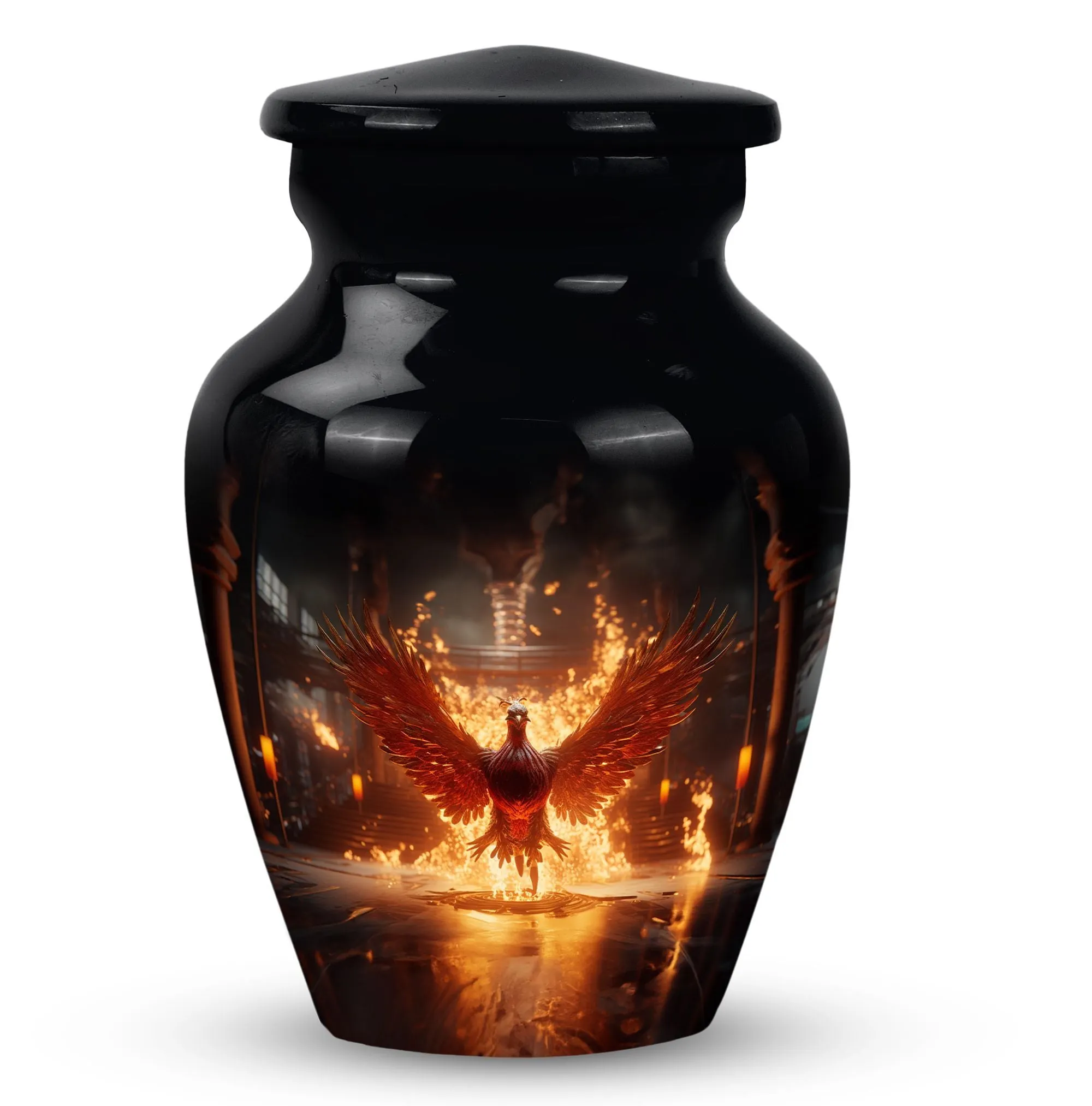 Fire Red Phoenix Cremation Urn | Personalized Large Aluminium Urn