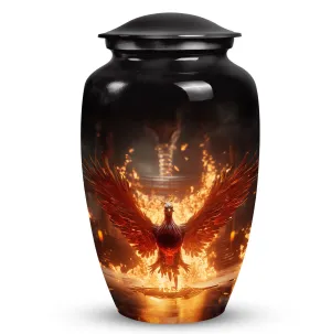 Fire Red Phoenix Cremation Urn | Personalized Large Aluminium Urn