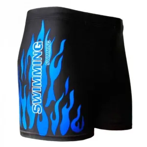 Flame Pattern Men Male Swimwear Boxer Shorts Bathing Suit Trunks Swim Black Blue Beach Wear