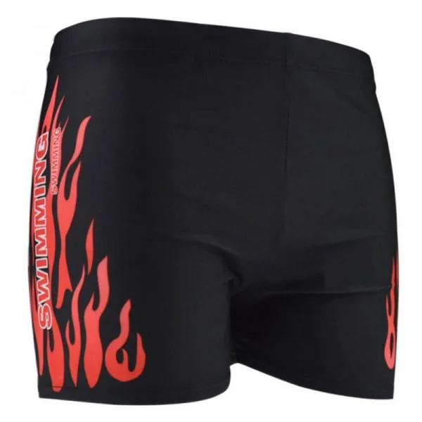 Flame Pattern Men Male Swimwear Boxer Shorts Bathing Suit Trunks Swim Black Blue Beach Wear