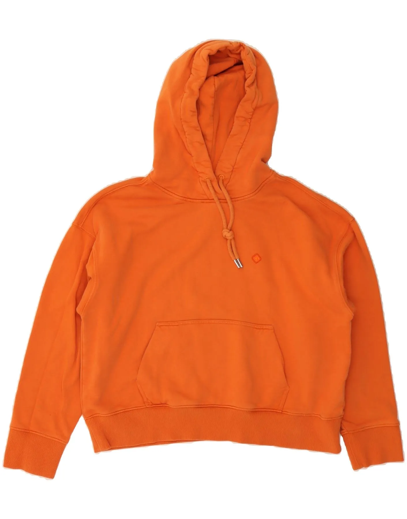 GANT Womens Crop Hoodie Jumper UK 14 Large Orange Cotton