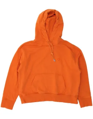 GANT Womens Crop Hoodie Jumper UK 14 Large Orange Cotton