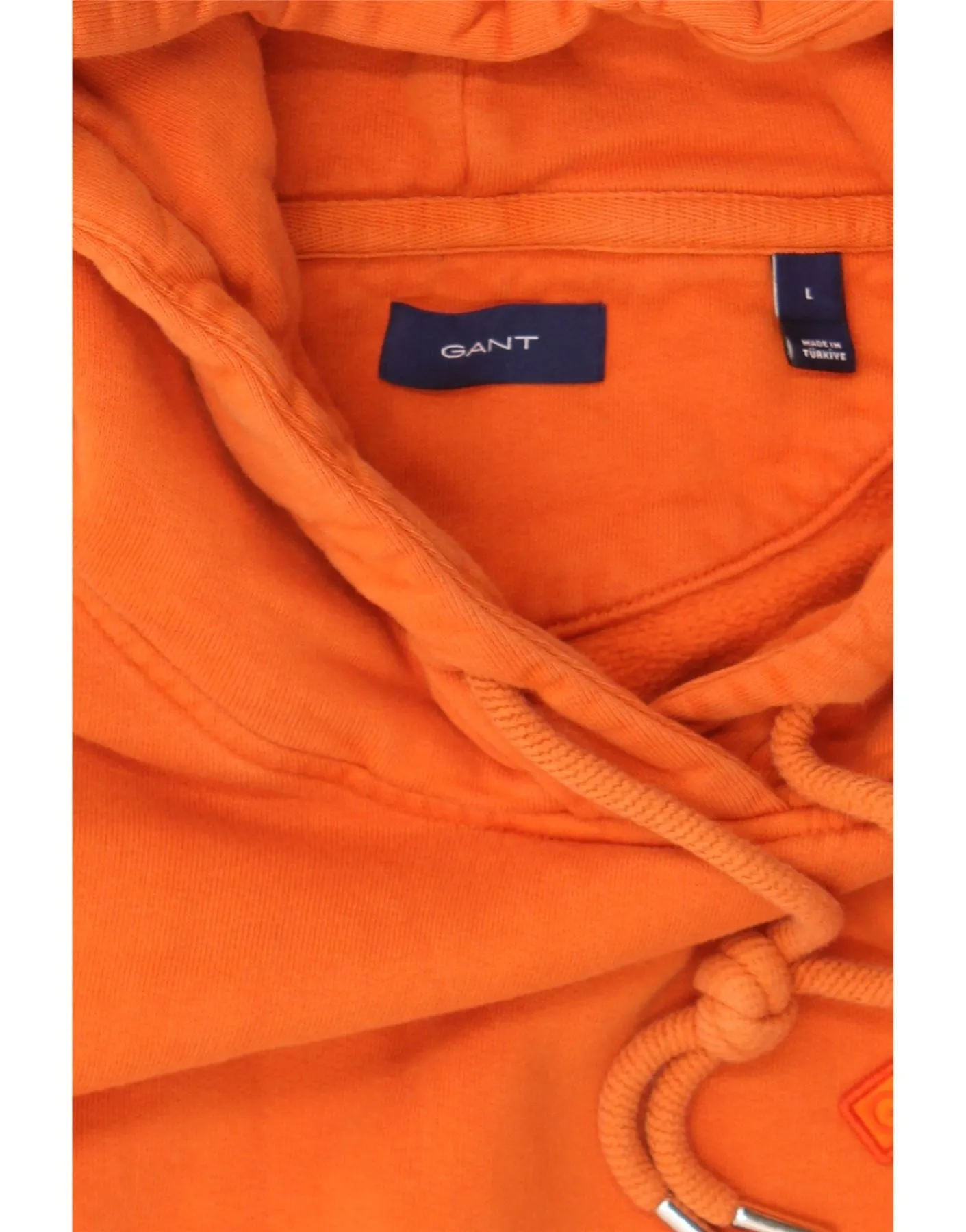 GANT Womens Crop Hoodie Jumper UK 14 Large Orange Cotton