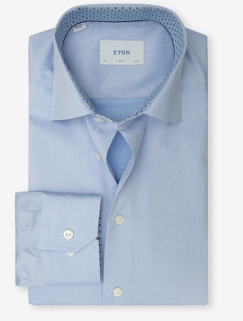 Geometric Inlay Slim Fit Shirt Blue