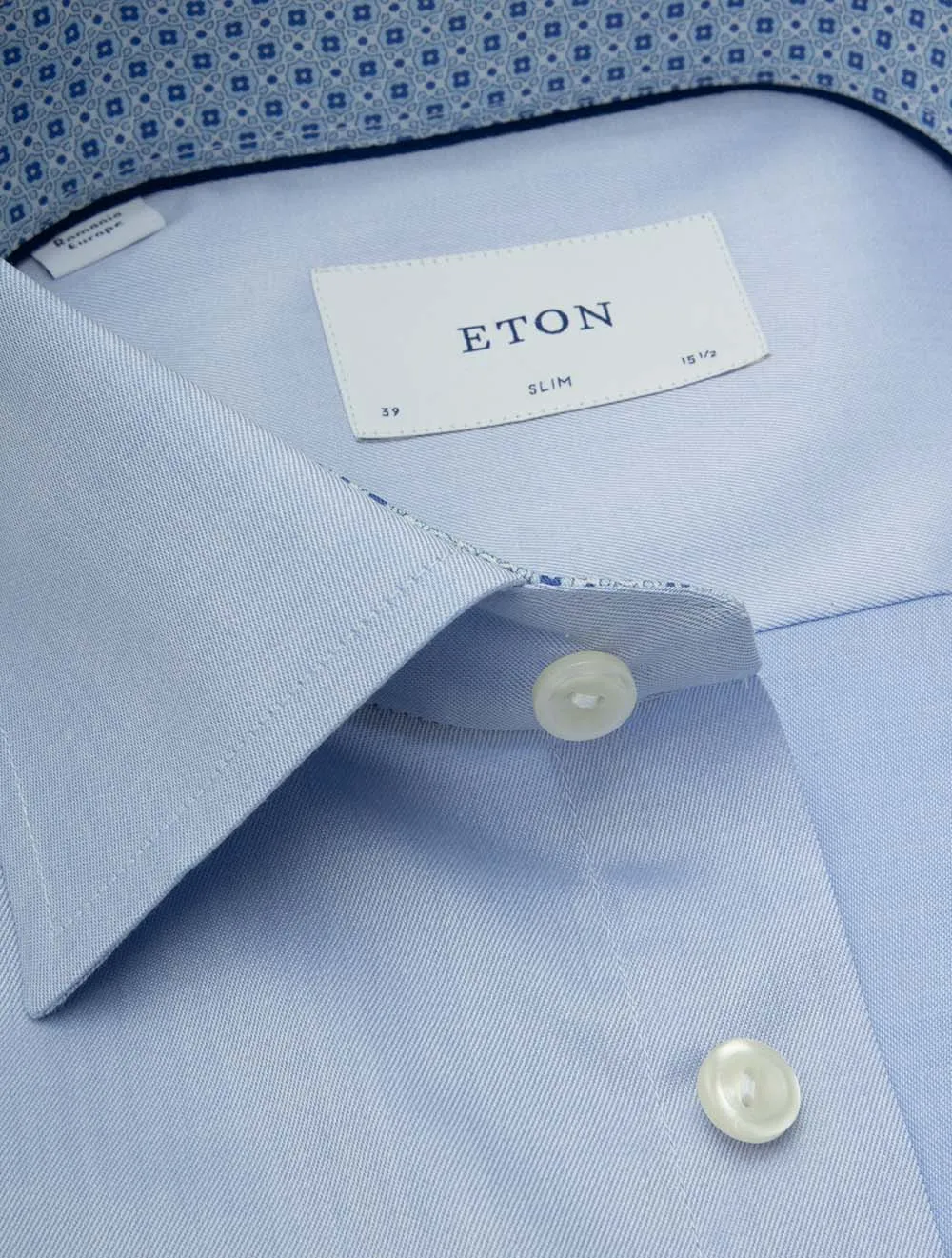 Geometric Inlay Slim Fit Shirt Blue