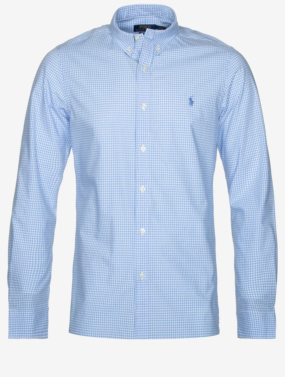 Gingham Cotton Poplin Slim Fit Shirt Blue