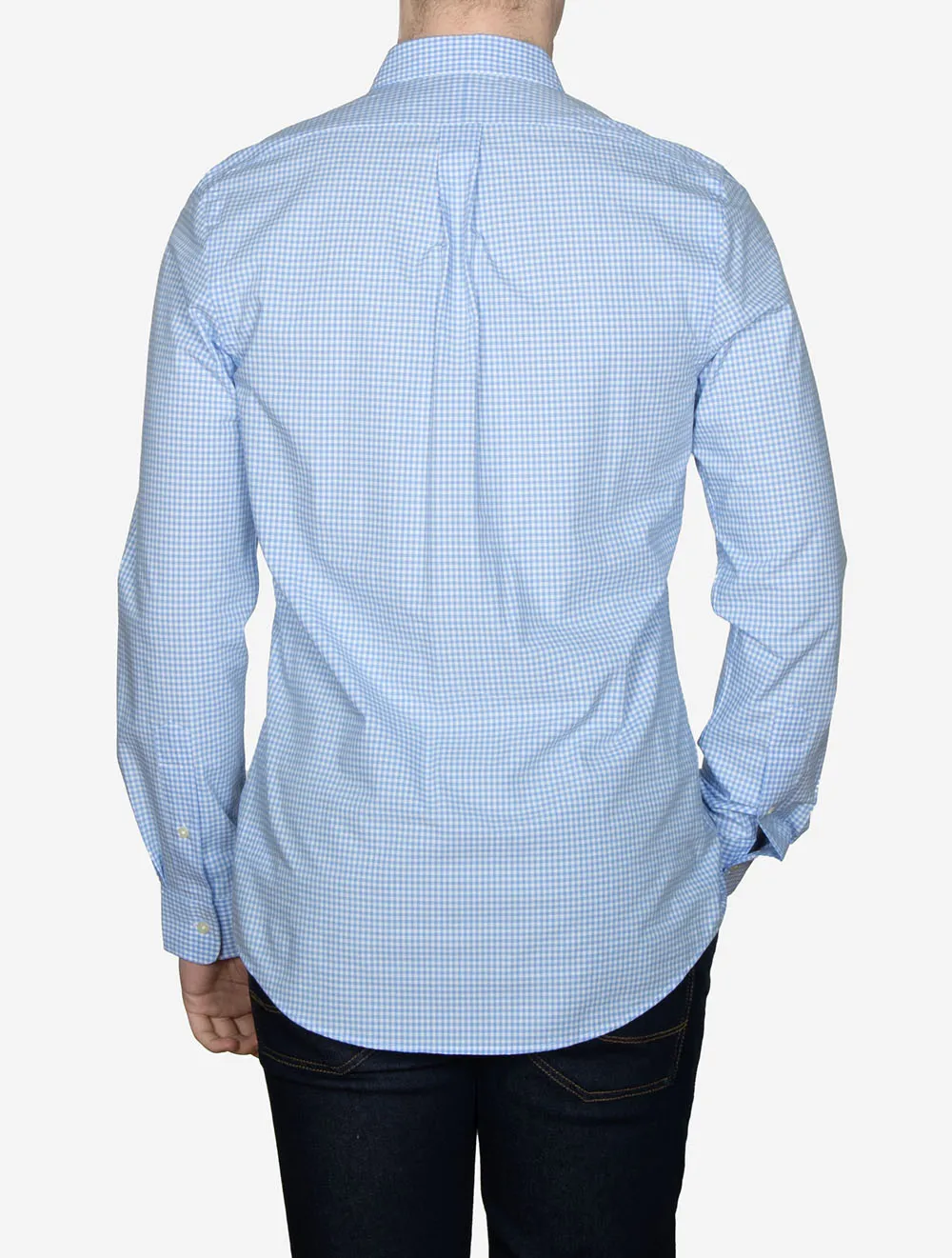 Gingham Cotton Poplin Slim Fit Shirt Blue