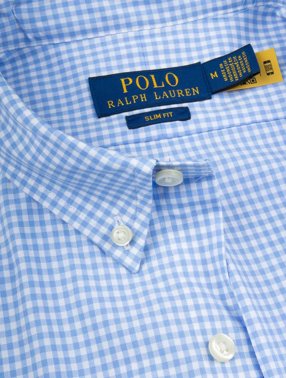Gingham Cotton Poplin Slim Fit Shirt Blue