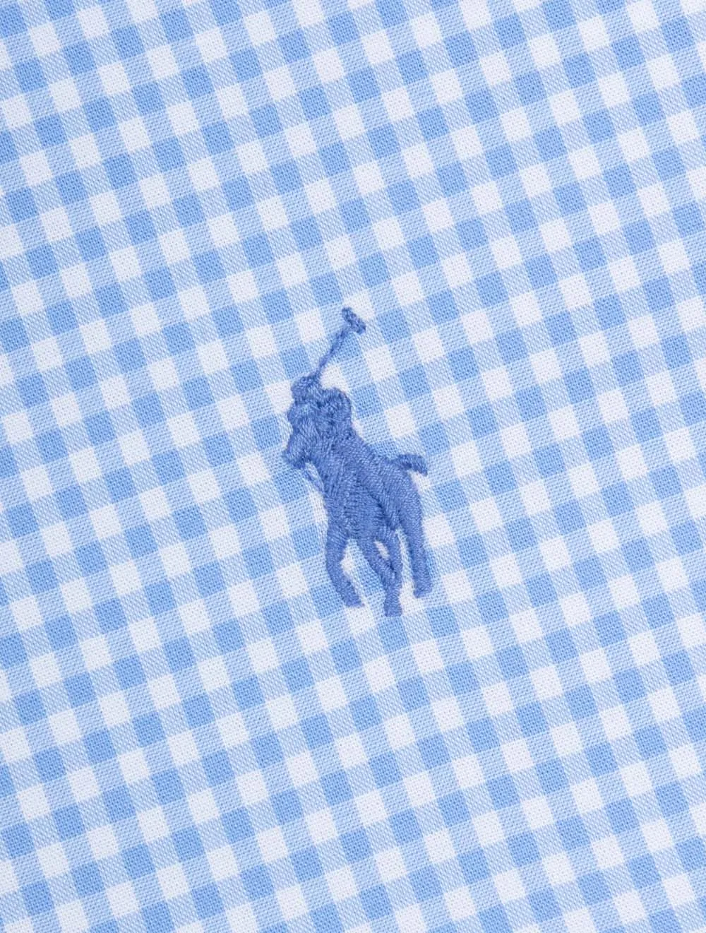 Gingham Cotton Poplin Slim Fit Shirt Blue