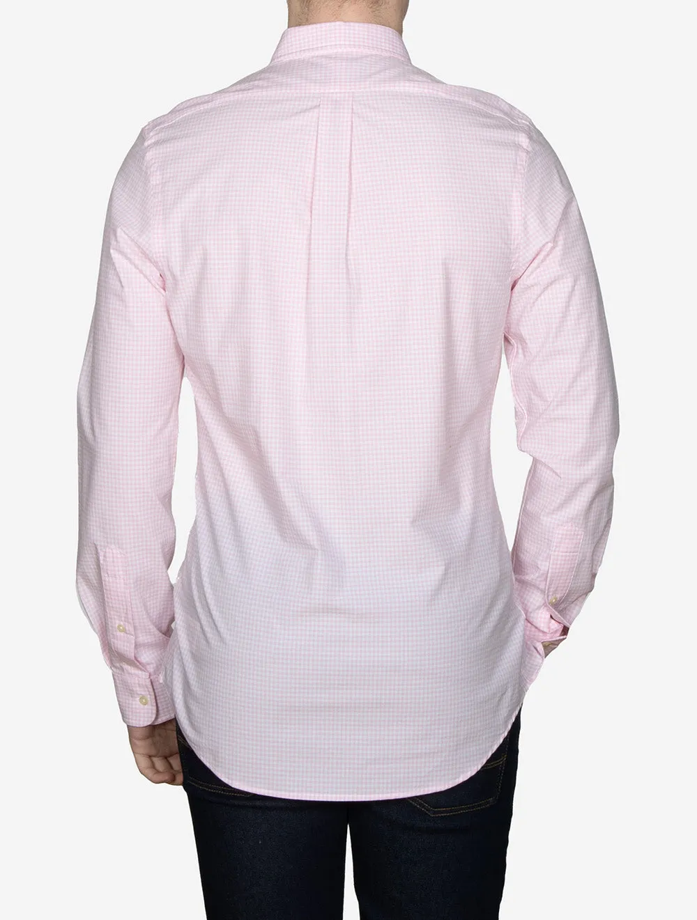 Gingham Cotton Poplin Slim Fit Shirt Pink