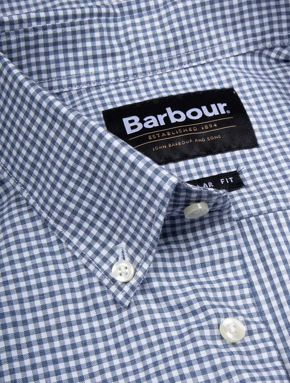 Gingham Finwell Tailored Long-Sleeved Shirt Blue