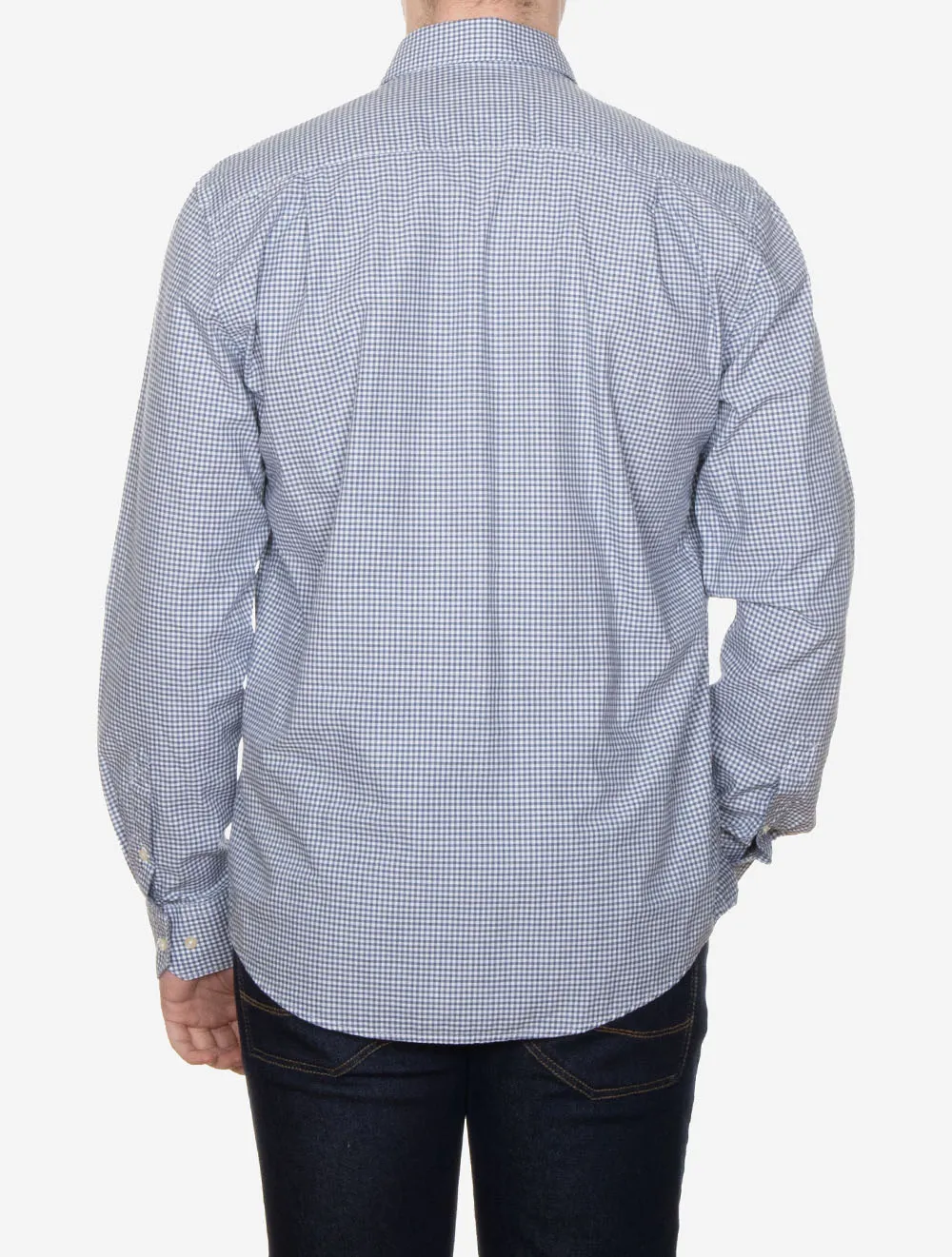 Gingham Finwell Tailored Long-Sleeved Shirt Blue
