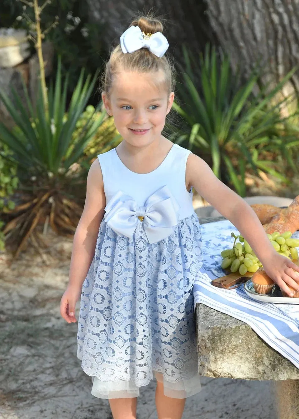 Girls Corella Lace Dress in Blue